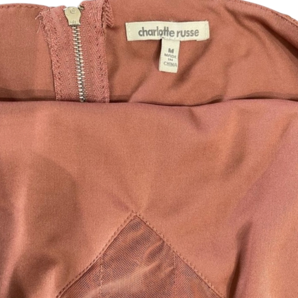 Charlotte Russe Lace Halter Dress, Pinkish Brown, Womens Junior M - Picture 4 of 5